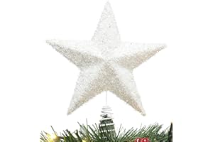 Christmas Concepts® Estrella de árbol Brillante de 28 cm - Lujosa decoración navideña (Blanca)