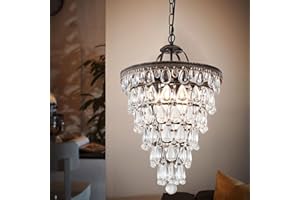 ‎WELLMET Wellmet Crystal Chandelier Vintage Crystal Chandelier Pendant Light Dining Table 4 Light Modern Ceiling Light Hanging Crystal Chandelier Living Room Diameter 36 cm Kristsll Lamp Pendant Light Retro