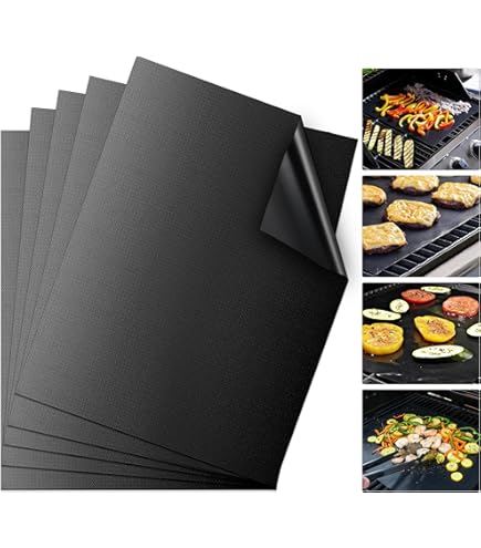 Tappetini Barbecue Antiaderenti - Set 5 Pezzi In Teflon Per Griglie A Gas, Carbone O Elettrico - Foto 3
