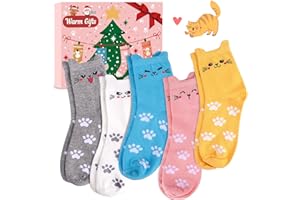 URECOVER Calcetines Gatos Mujer Regalos Navidad: Calcetines Termicos Mujer Divertidos Invierno, Regalos Originales para Mujer Joven Amigo Invisible Divertidos Ideas Regalos Navidad 2023 Calendario Adviento
