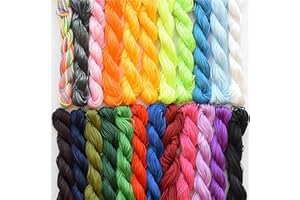 WWYSSZ 20 Pièces 1 mm Cordon en Nylon Soie Fil 25 Mètres Chaque Paquet de Collier Tressé Bracelet,pour Tisser des Colliers,Perles Accessoire de Fabrication de Bijoux,du Bricolage Artisanal,20 Couleurs