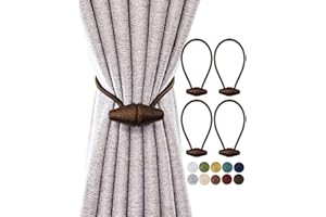 TECVINCI Magnetic Curtain Tiebacks with Upgrade Larger Magnet, 4 Pack 40cm Drapery Holdbacks for Indoor & Outdoor Curtain - Dark Coffee