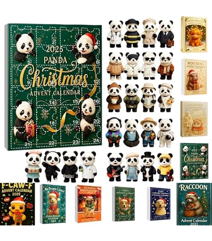 Calendario Dell'Avvento 2025 A Tema Panda - 24 Ornamenti In Acrilico, Decorazione Natalizia Per Parete O Albero, 26x18 Cm