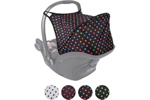BAMBINIWELT BY RAFAEL K. BAMBINIWELT Sonnenverdeck UV50+ für Maxi-Cosi Cabriofix, Sonnendach Babyschale, Autositz PUNKTE (schwarz - bunte Punkte) XX