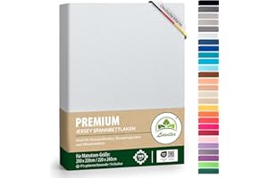 ‎LEEVITEX Premium Spannbettlaken, extra schwer und dick, 97% Mako-Jersey-Baumwolle und 3% Elasthan, auch Boxspringbett geeignet, 200 x 220-220 x 240 cm, Weiß