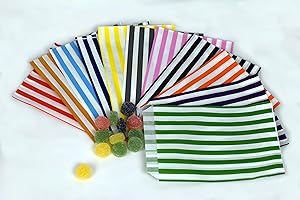 BE SMART INTERNATIONAL LTD 100 - Striped Candy Paper Bags for Sweet Flavor Buffet Wedding Cake Gift Shop (5'' X 7'') (Assorted, Qty: 100 Bags)