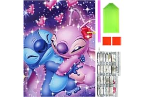BJPERFMS 5D Diamond Painting Stitch, DIY Stitch Diamond Painting, Diamond Painting Lilo und Stitch, Cross Stitch Embroidery Diamant Painting for Children, Adults, Living Room, Wall, Bedroom Decoration