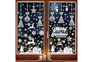 CYDALUYA Christmas Window Stickers,195pcs Double Sided Reusable Christmas Snowflake Stickers,9 Sheet PVC Static Snowflake Window Stickers for Christmas Window Decoration.