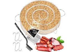 AVIDA ZEN Générateur de Fumée Froide pour Fumoir alimentaire Viande et Poisson – Serpentin + OFFERTS 4 crochets à viande et 1 Brosse de Nettoyage Grille Barbecue – Fumoir Maison