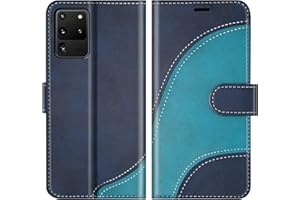 BoxTii Hülle für Galaxy S20 Ultra, Leder Handyhülle für Samsung Galaxy S20 Ultra, Ledertasche Klapphülle Schutzhülle mit Kartenfächer und Magnetverschluss, Blau