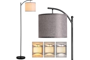 ‎ADDLON addlon Stehlampe Wohnzimmer, Moderne Stehlampe mit 3 Farbtemperaturen LED Birne, Industrie Stehlampen mit Leinen Lampenschirm, Stehleuchte für Schlafzimmer, Büro