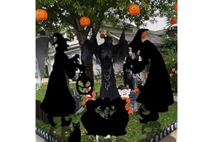 WYFDCZZP Silueta de bruja de Halloween, silueta de bruja de Halloween, espeluznante silueta negra, decoración de Halloween para césped al aire libre