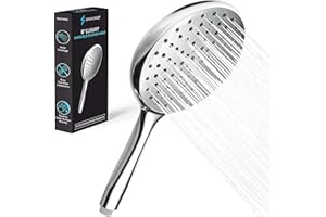 SparkPod High Pressure Handheld Shower Head - Extra Large 15CM Wide Coverage - Mobility for Kids & Seniors - Touch to Clean Nozzle - Tool-Free Installation - Engineered for Durability - Pet Friendly