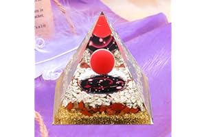 VDYXEW Crystal Pyramid, Red Jasper Zodiac Scorpio Orgone Pyramid, Healing Crystal, Postive Energy Orgonite Crystal Healing for Yoga, Meditation, Stress Reduce (Scorpio B)