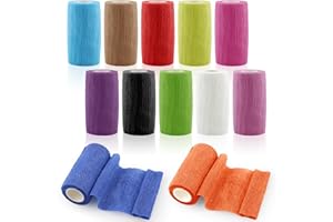 ZOSENYER 12 rotoli di benda autoadesiva, 10 cm x 4,5 m, benda elastica, benda autoadesiva, benda di fissaggio per caviglie, pronto soccorso, benda di cotone, imbottitura in cotone, benda autoadesiva