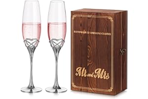 Inweder Bicchieri da spumante con incisione in legno, confezione regalo 2 pezzi, in argento, per compleanno, matrimonio, matrimonio, matrimonio, matrimonio, matrimonio, matrimonio, matrimonio,