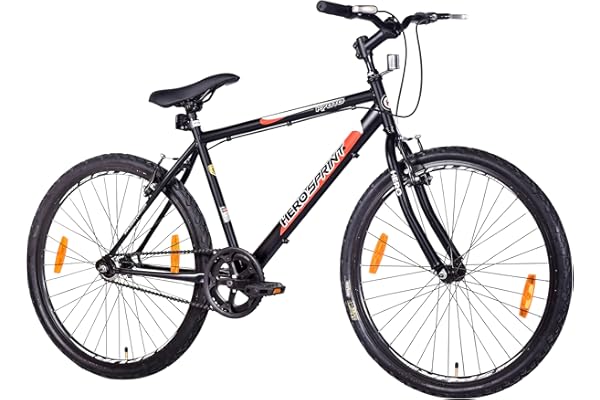 Hero Kyoto 26T Hybrid/Mountain Bicycle/Bike Without Gear Single Speed for Men - Matt Black, Ideal for 12+ Years