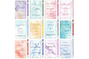 Sinmoe 12 Set 24 Pezzi Regali per Colleghe Regali con Citazioni Motivazionali in Italiano 12 Quaderni e 12 Penne a Sfera Ispiratrici per Collega Amici Maestra Laurea Fine Anno Natale(Marmo)