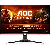 AOC Gaming 24G2SPAE - Monitor FHD da 24 pollici, 165 Hz, 1 ms MPRT, FreeSync, G-Sync Compatible, altoparlante (1920 x 1080, V