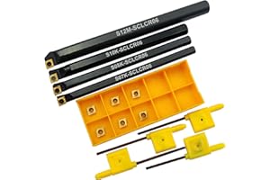 ASZLBYM 14 piezas agujero interior Herramienta de torneado de S07K/S08K/S10K/S12M-SCLCR06 de torneado de torno CNC indexable y 10 piezas CCMT060204 CCMT21.51 inserto de torneado de carburo de torno