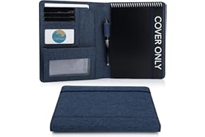 KAITIAKI Custodia a portafoglio per Rocketbook Flip – Formato Executive, organizer per taccuini con passante per penna, porta biglietti da visita, 22.9x17.8 cm, blu