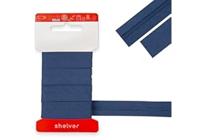 SHELVER Bias Binding Tape for Sewing, Bias Tape, Bunting Tape, 20mm Single Fold, 100% Cotton, 30 Colours
