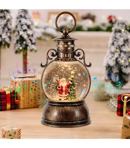 Konstsmide 3497-000 Lanterne LED Boule Père Noël – Lumière Blanc Chaud, Minuterie 5h, À Piles