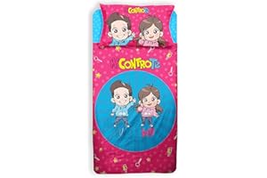 HERMET Me Contro Te, Lenzuolo Letto Singolo Bambina, Completo Lenzuolo Singolo, Lenzuolo Cameretta, Rosa/Azzurro, 100 Percento Cotone, Lenzuolo Sopra, Lenzuolo Con Angoli, Federa