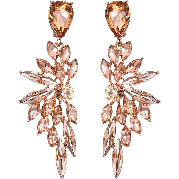 Clearine Oorbellen bruiloft bruid kristal teardrop marquise cluster bling hangende oorstekers voor dames helder zilverkleurig, Kristal Gelegeerd staal