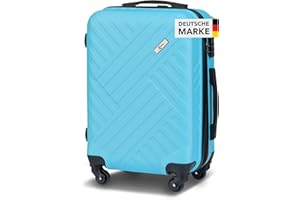 Xonic Design Boardcase Reisekoffer - Hartschalen-Koffer mit 360° Leichtlauf-Rollen - hochwertiger Kabinen-Trolley mit Zahlenschloss - Hand-Gepäck in 55x35x20cm ((Boardcase Neon Blau, S))