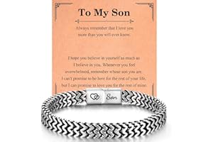 EPVID Gifts for Dad Son Grandson Husband Boyfriend, Engraved Bracelet for Men Boys, Sweet Christmas Birthday Fathers Day Valentines Gifts for Him, Stocking Fillers for Men