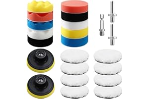 NUANGOO 80mm Polierschwämme Pads,23 Stück Polierset Auto,Polieraufsatz Akkuschrauber Auto,Akkuschrauber Polieraufsatz,für Poliermaschine zum Polieren, Schleifen, Wachsen