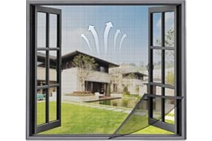 VOLLENC Moustiquaire de fenêtre 125x185cm, moustiquaire de remplacement en polyester pour porte de balcon, salon, porte de terrasse (noir)