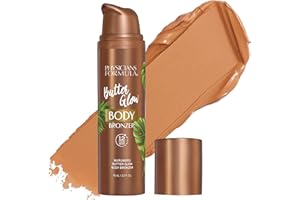 Physicians Formula Butter Glow Body Bronzer, Maquillage Corps Effet Bronzé 12H, Résistant à l’Eau et aux Transferts, Beurres d’Amazonie pour Adoucir et Hydrater, Light/Medium