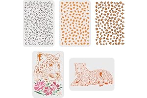 FINGERINSPIRE 4 Pcs Cheetah Leopard Print Stencils, A4 Size 29.7x21cm Flower Panther Pattern Stencil Reusable DIY Animal Template for Painting on Crafts Wood Fabric Wall Furniture Home Decor