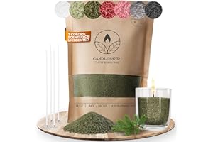 comforder Sabbia per candela con profumo e stoppino, aroma, granulato di cera per candele, set fai da te, 400 g, granuli, 4 stoppini per candele (verde muschio, pino)