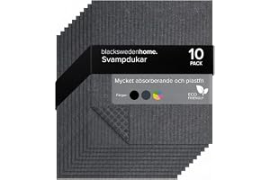 blackswedenhome. Svarta (mörkgrå) diskhanddukar – 10-pack av svensk bomull och cellulosa – diskhanddukar för köket, hållbara och återanvändbara kökshanddukar