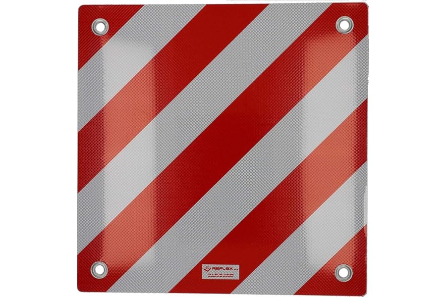 Cartrend 10615 Warning Sign Italy Warning Sign Rear Aluminium 50 x 50 cm Reflective Red/White Rear Carrier/Bicycle Carrier for Car, Camping