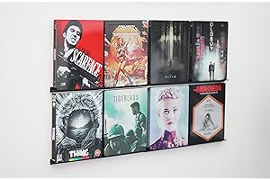 NewGround Designs Barre pour DVD et Bluray, support mural, étagère d'affichage (pour 8 films), Steelbook, support, support mural