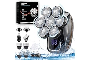 HANYCONY Afeitadora Cabeza Hombre, 5 en 1 Afeitadora Electrica Hombre para Calva con 8 Cabezas Rotativa, Afeitadora Calvos para Hombre Recargable USB, Máquina de Afeitar Impermeable con Pantalla LED