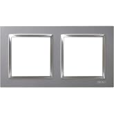 Simon 10 &ndash; Wall Switch Frame with 2 Elements, Aluminium Colour