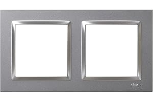 SIMON - Marco Interruptor de Pared, 2 Elementos, Compatible con Mecanismos Simon 10, Apto para Interiores, Fácil de Montar, Compatible con Pulsador, Conmutador y Enchufe Schuko, Color Aluminio