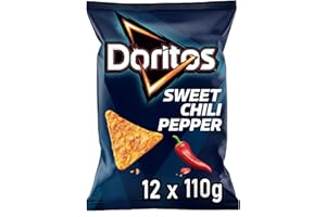 ‎DORITOS Doritos Sweet Chili Pepper - Tortilla Nachos mit süßem Chili-Geschmack - Herzhafter Snack zum Knabbern aus Mais (12 x 110g) (Verpackungsdesign kann abweichen)