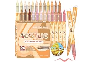 LACONILE Rotuladores Acrílicos Punta Pincel – Set de 24 Colores Tonos de Piel, Marcadores de Pintura Acrílica para Pintar en Diversas Superficies, Ideal para Manualidades y Coloreado Adulta