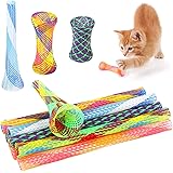 Fulushou Pet Springs Cat Toy 25 PCS Colorful Cat Spring Sticks Folding Bouncing Nylon Mesh Spring Tube Help Cat Keep Fit Havi