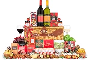PRESTIGE HAMPERS Traditional Gift Basket Hamper – Luxury Christmas Wine & Sweets – Family Celebration Gift