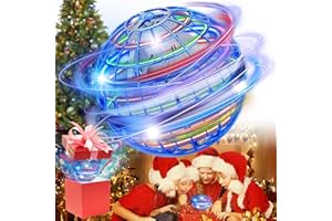 UYOE Fliegender ball,hover ball,flying ball,hoverball,flying spinner,fliegender Magic ball für kinder erwachsener mit LED-Leuchten, 360° drehende Hand betätigt Boomerang (Blue)