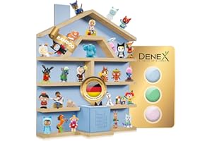 Denex Bamboo Tonie Shelf, Creative Toning Shelf for Storage, Children's Shelf for Music Box, Perfect Tonie Storage in the Children's Room, Tonie Magnetic Shelf for Toniebox and 28 Figures