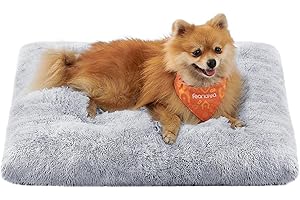 Feandrea Hundebett, Hundekissen, Flauschige Hundematte, Langer Plüsch, 65 x 45 cm, weiche Polsterung, maschinenwaschbar, multifunktional, Ombré-Grau PGW200G01