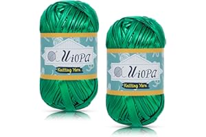 Uiopa Fettuccia Metallico per Borse a Uncinetto, 2 x 100g(2 x 45m) Filato Grosso di Tessuto in Poliestere, Filo Uncinetto per Borse, Cestini, Tappeti, Fai da Te, Artigianato